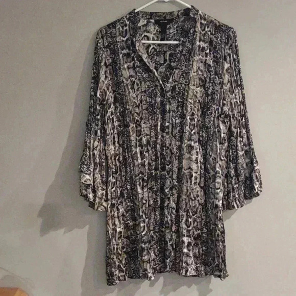 Alfani snakeskin‎ print kimono sleeve button down blouse women's 14 - Picture 1 of 4